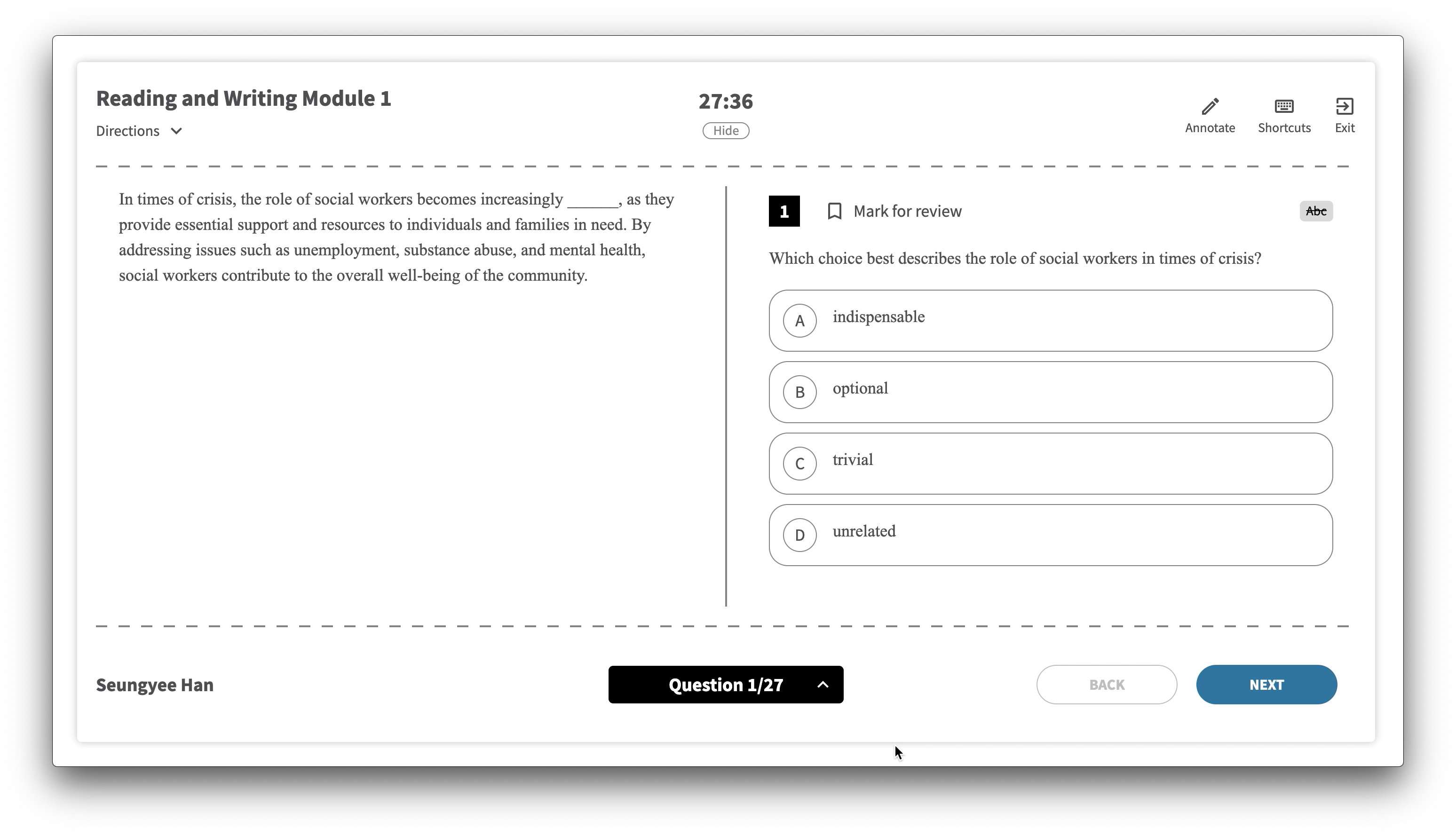 Digital SAT math practice test with calculator.